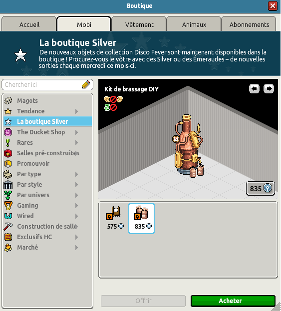 Boutique silver du catalogue