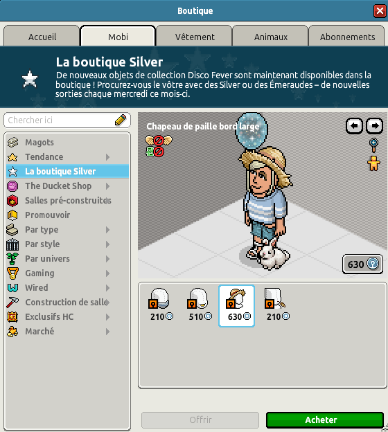 Boutique silver du catalogue